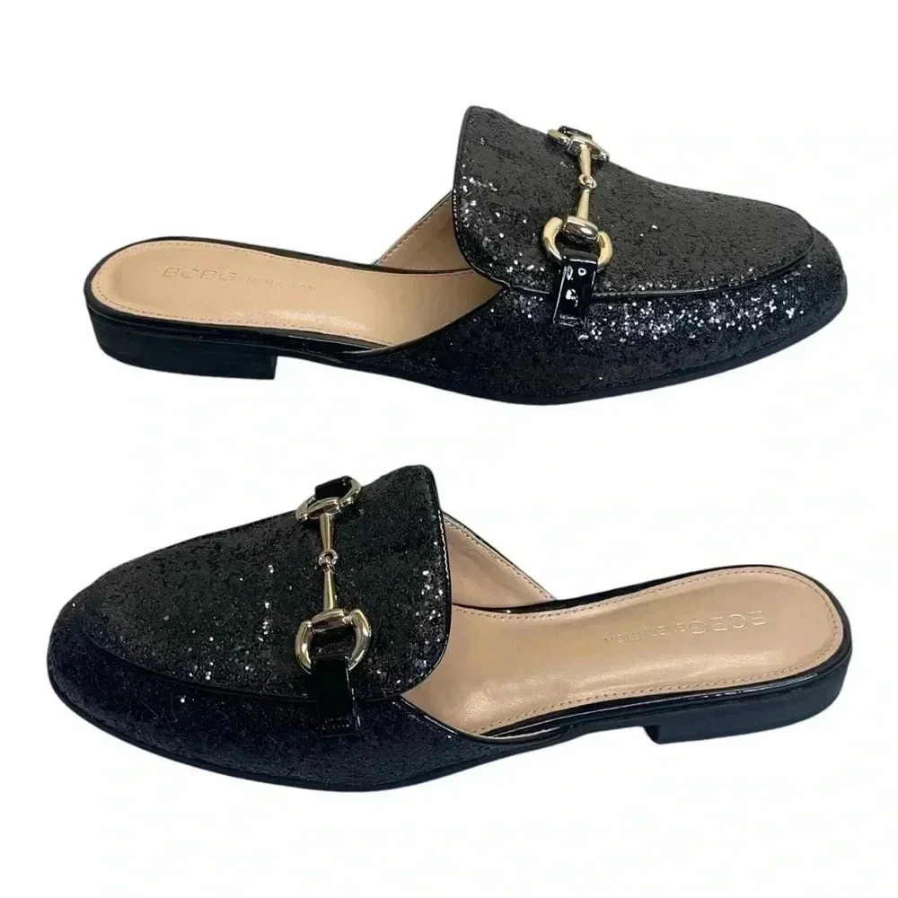 BCBGeneration Zorie Black Sequins Slip On Mule Women’s size 9